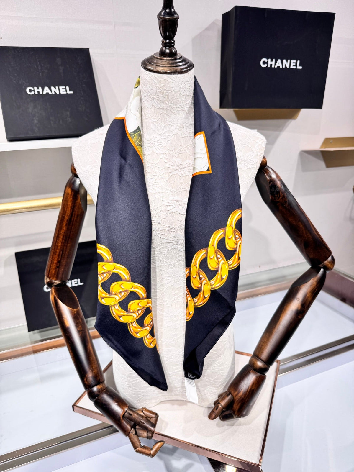 Chanel 2026 CC Logo Square Scarf 90cm Silk 203791