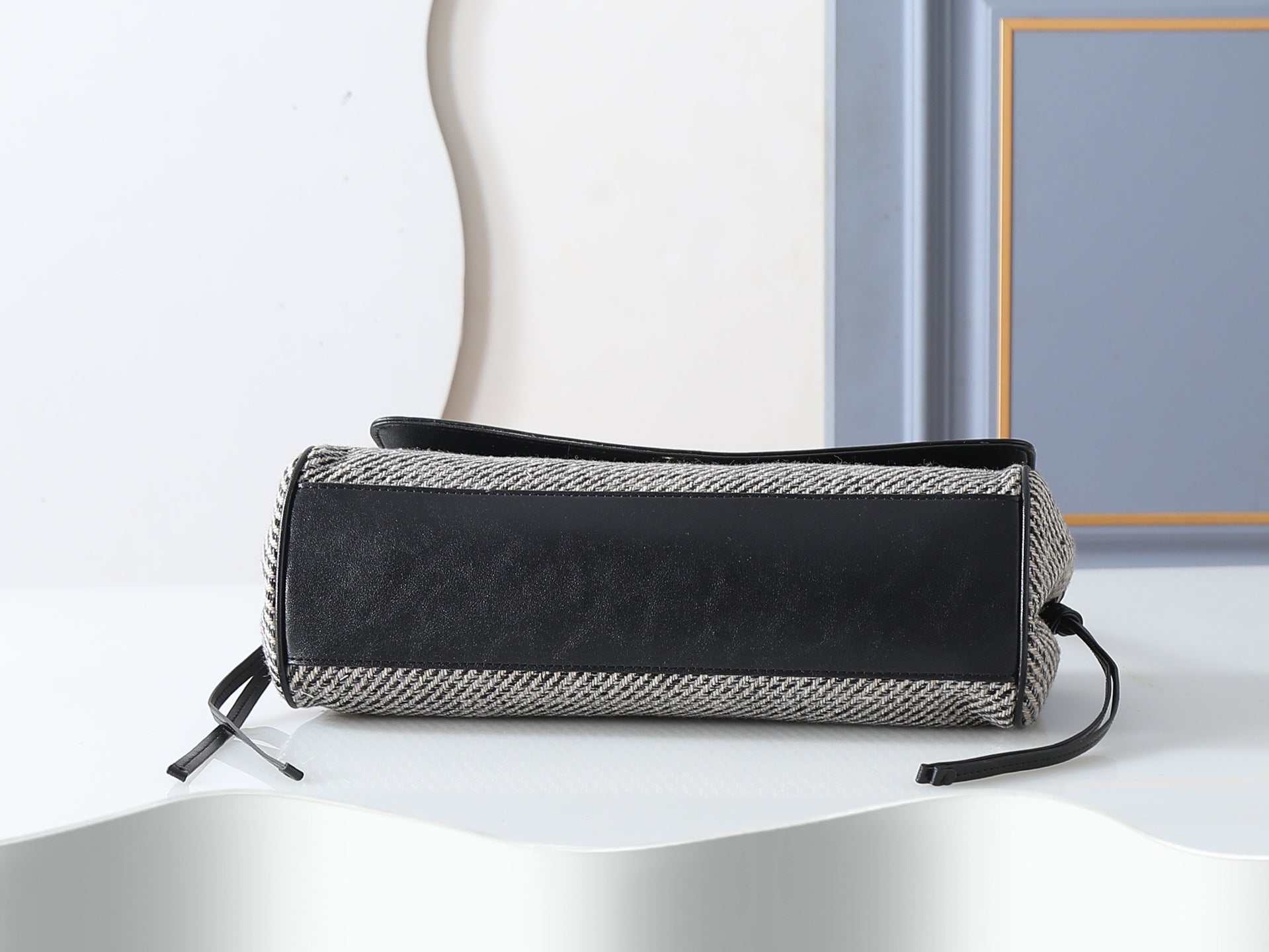 Chanel 2026 Urban Essential East West Bag 32cm Black mix Grey Leather Tweed
