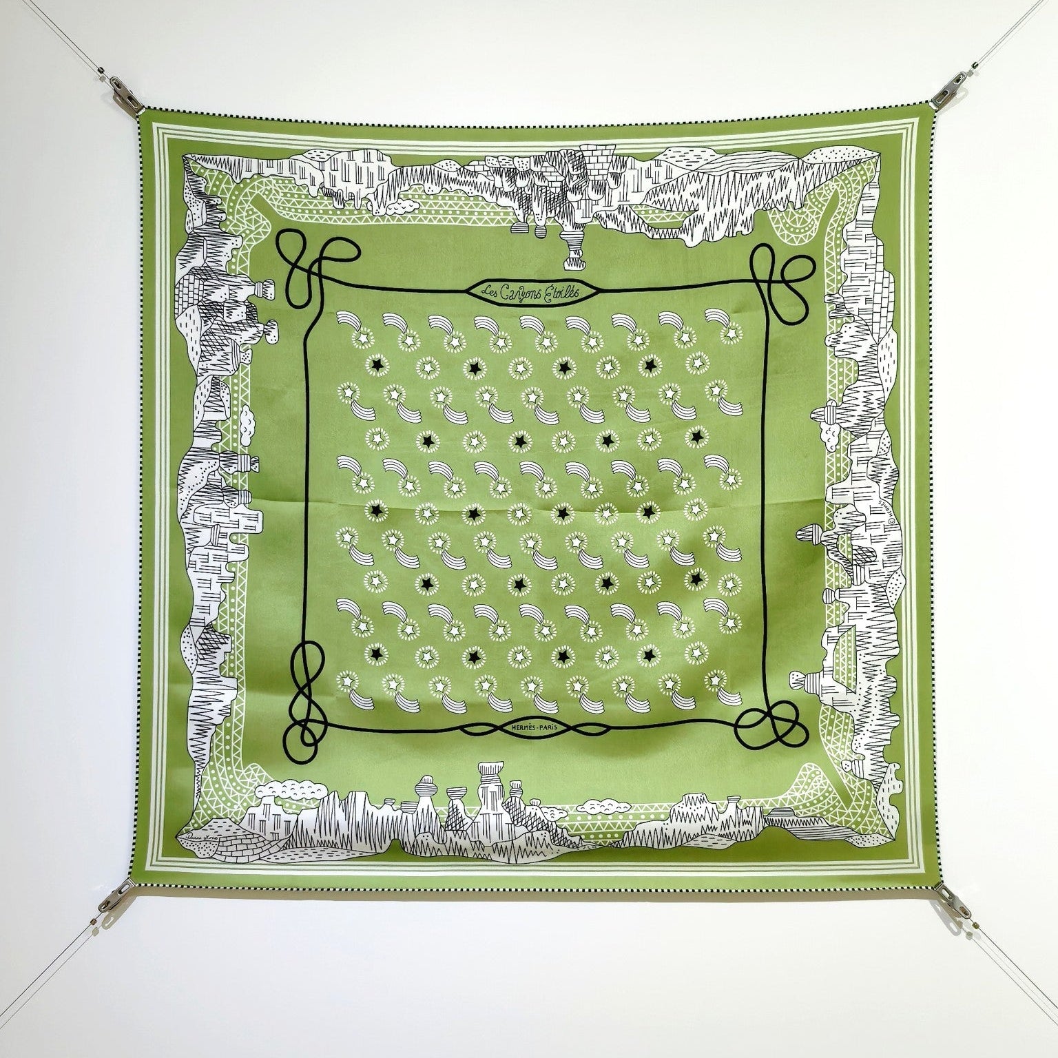 HM 26ss Amazon Scarf 90 Green Twill Silk 126313