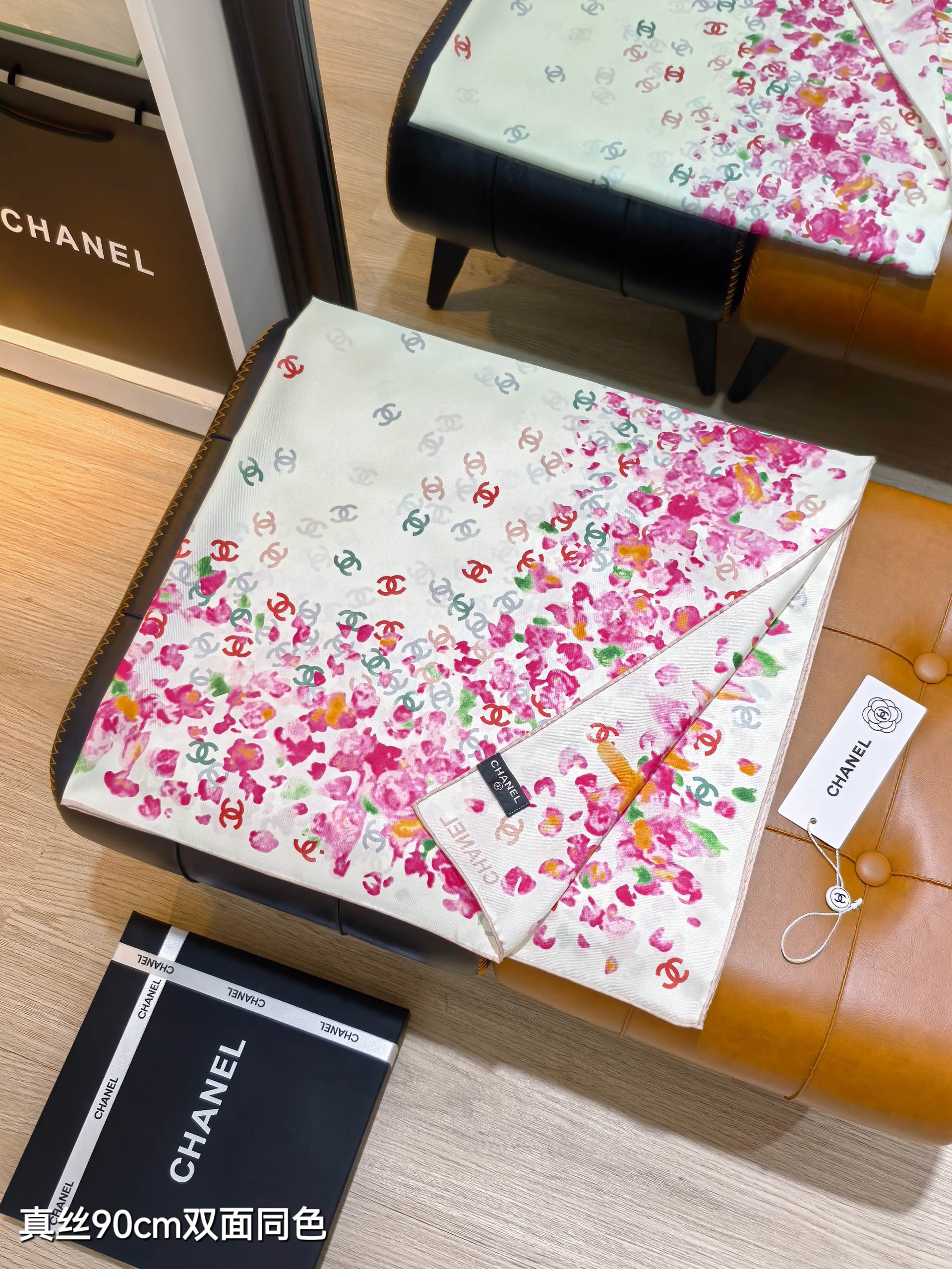 CC 25 Scarf 90CM In White Pink Colorful Cashmere 293050