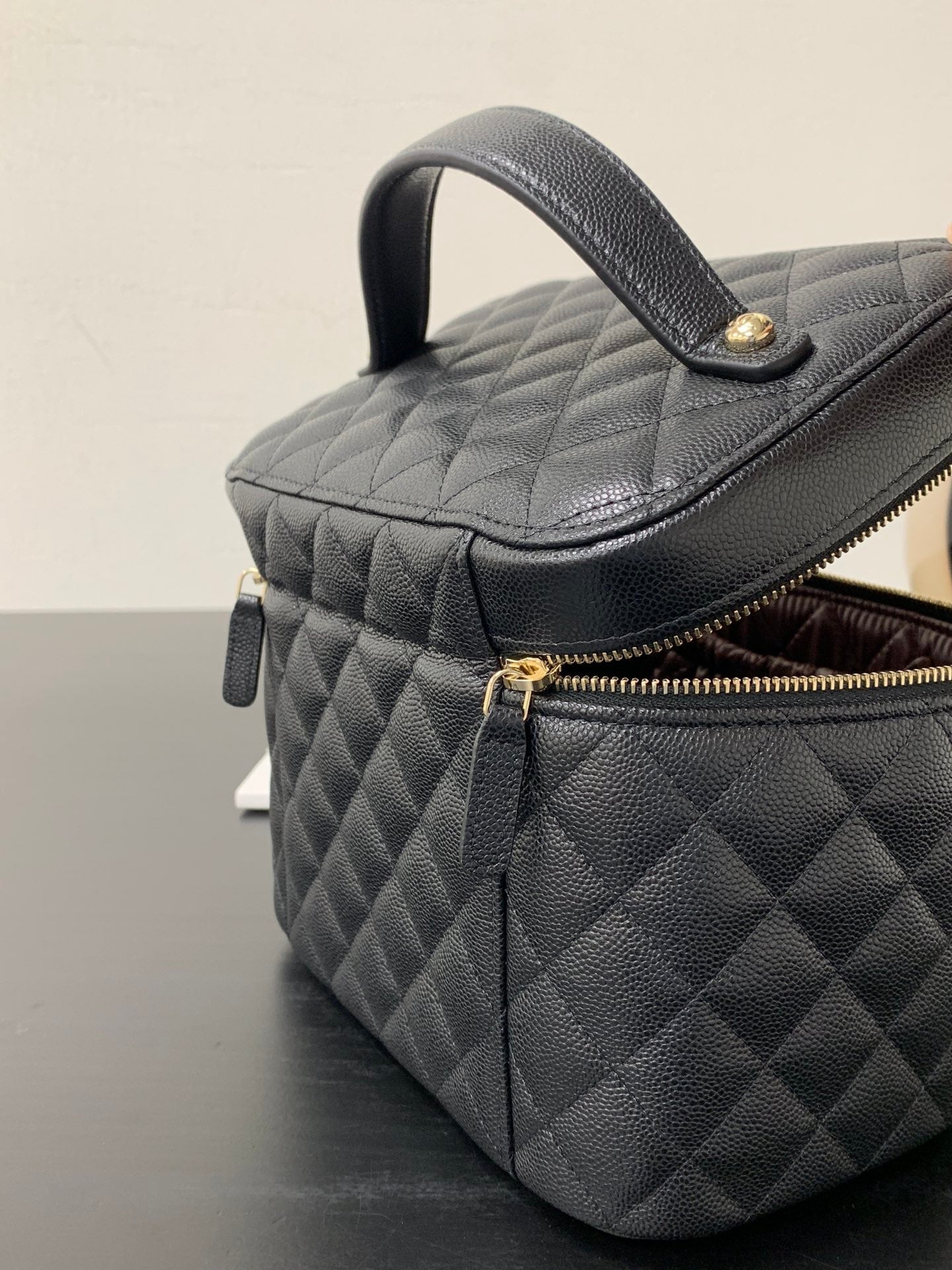 Chanel 2026 Vanity Pouch 21cm Black Caviar Quilted