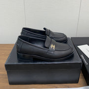 CC Moccasins 25mm Black Plain Lambskin