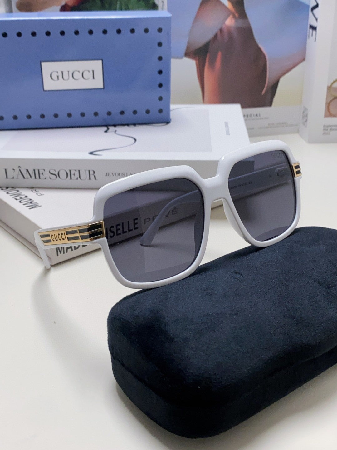 SQUARE FRAME SUNGLASSES 570231 IN ACETATE AND METAL