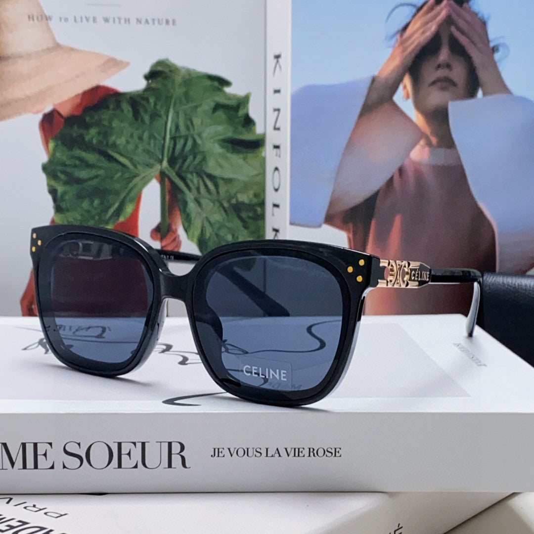 TRIOMPHE SUNGLASSES  573252 IN BLACK ACETATE METAL LOGO
