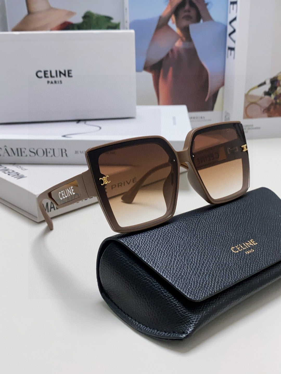 TRIOMPHE SUNGLASSES 573254 IN CAMEL ACETATE