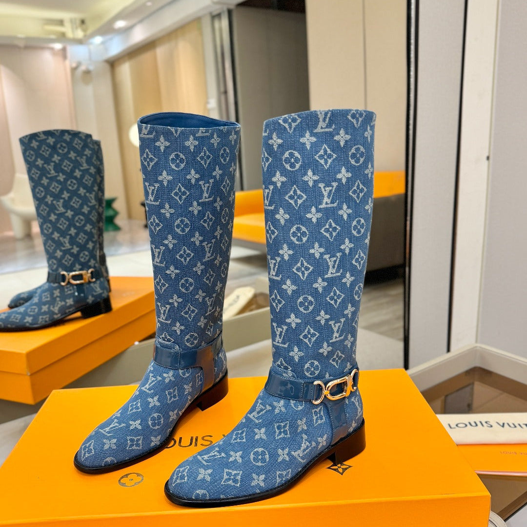 LV 25 Martin Boots 30 Blue Denim 573886