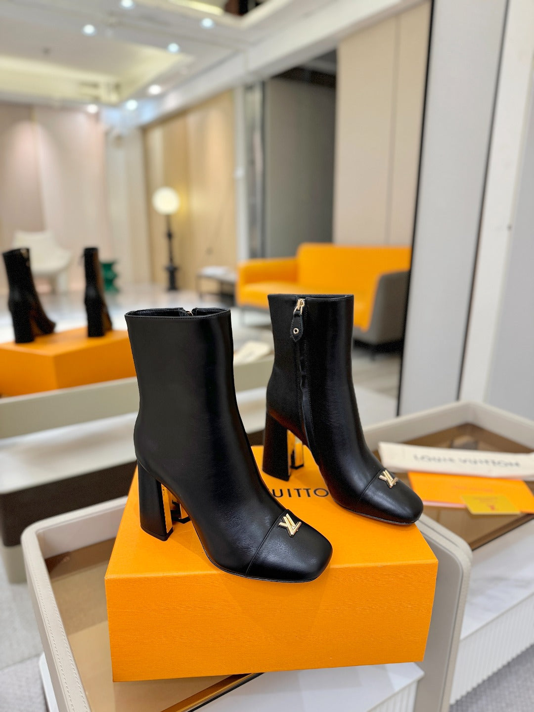 LV Ankle Boots 90 Black Sheepskin 573716