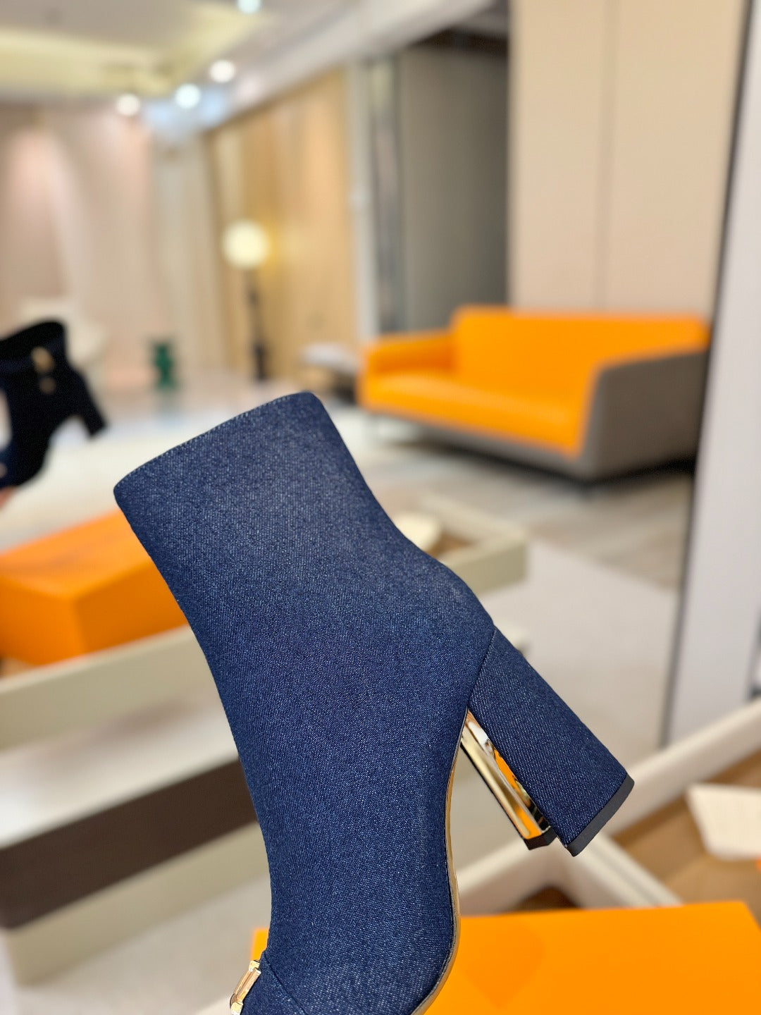 LV Ankle Boots 90 Dark Blue Denim 573718