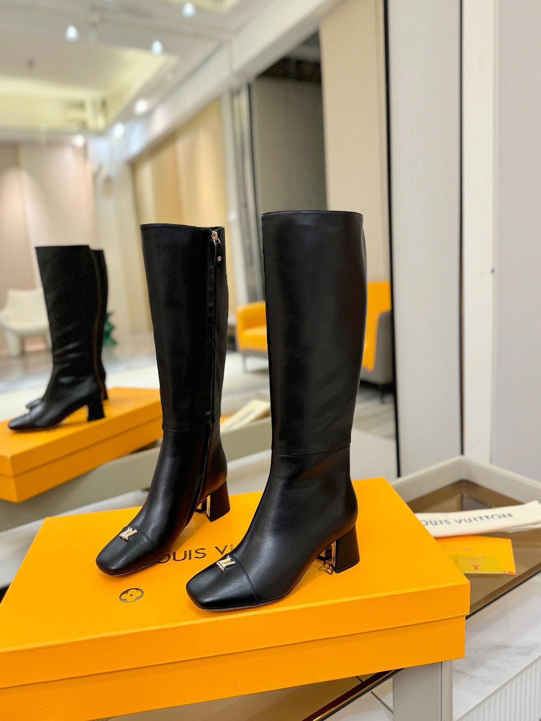 LV  High Boots 55 Black Sheepskin 573731