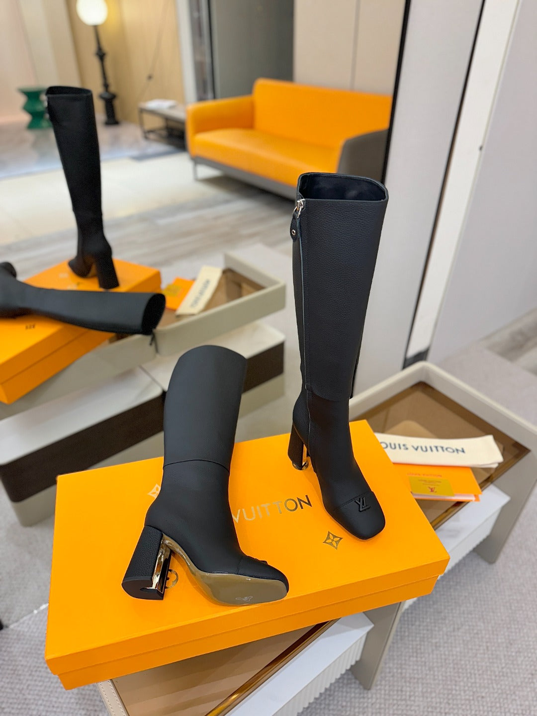 LV  High Boots 85 Black Calfskin 573738