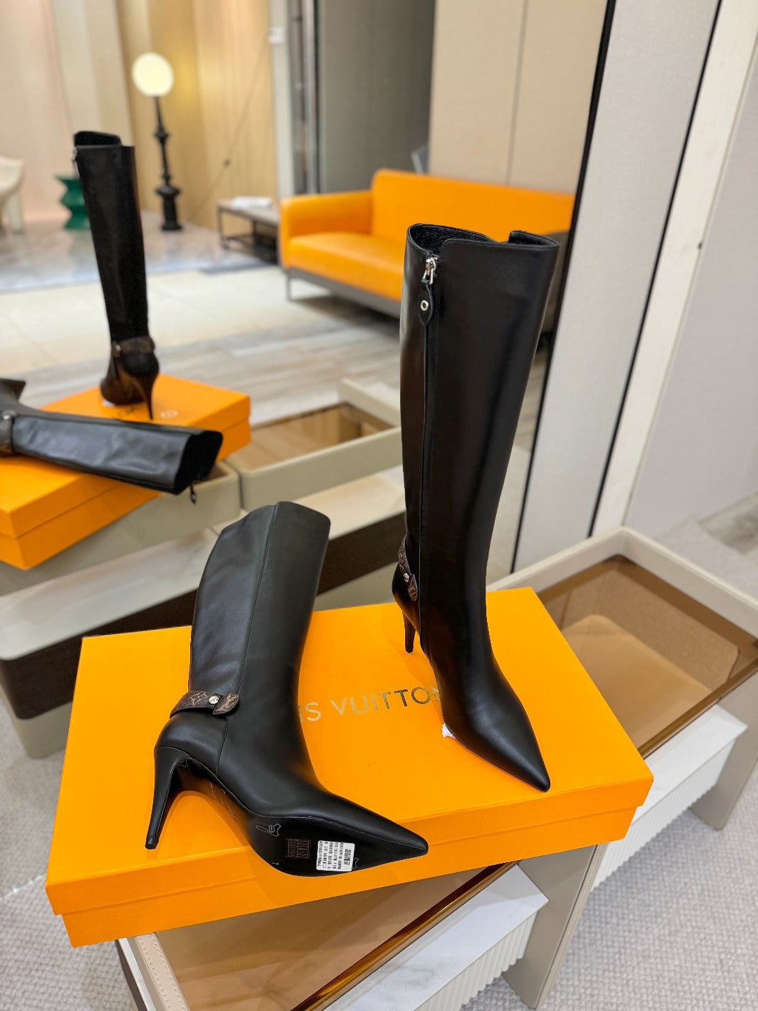 LV 25 Long Boots 90 Black Calfskin 573875