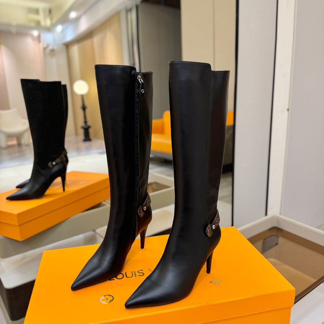 LV 25 Long Boots 90 Black Calfskin 573875