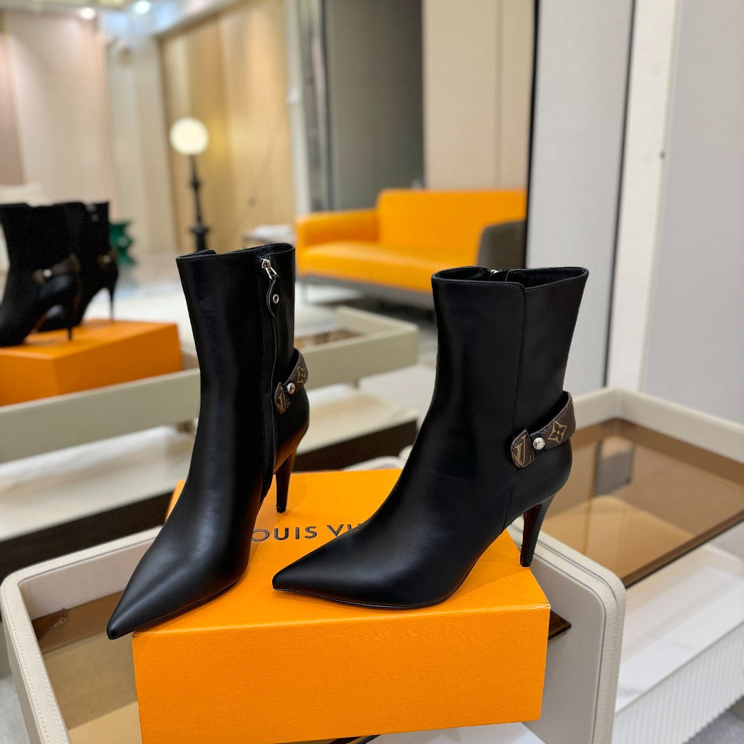 LV 25 Runway Ankle Boots 90 Black Calfskin 573863