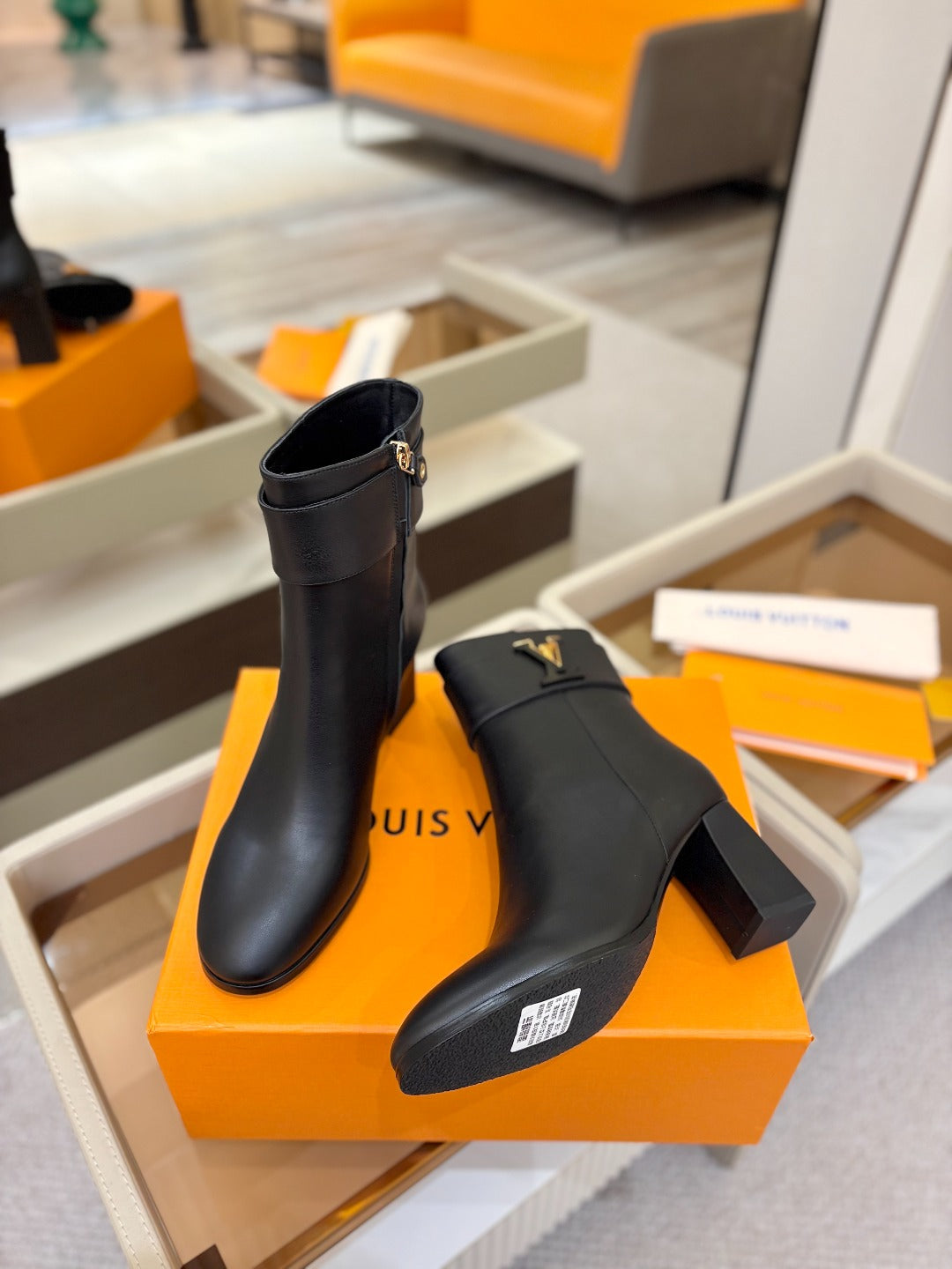 LV Ankle Boots 75 Black Sheepskin 573727