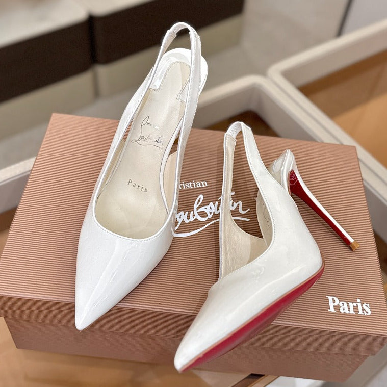 Christian Louboutin 2026 Slingback 100mm White Patent Leather 800268