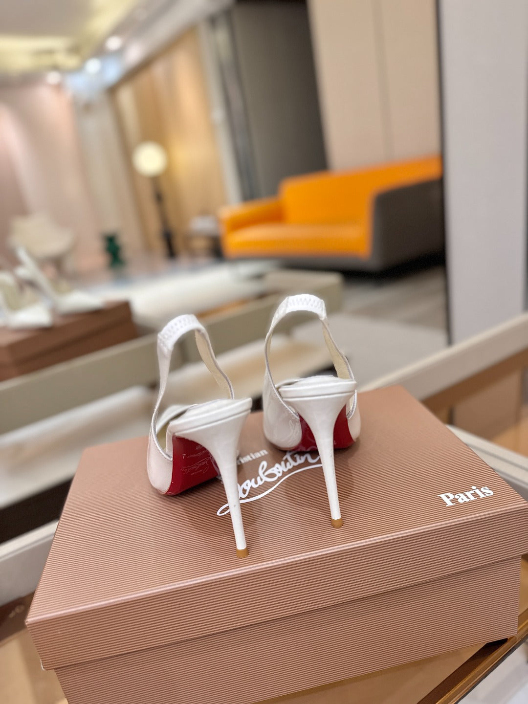 Christian Louboutin 2026 Slingback 100mm White Patent Leather 800268