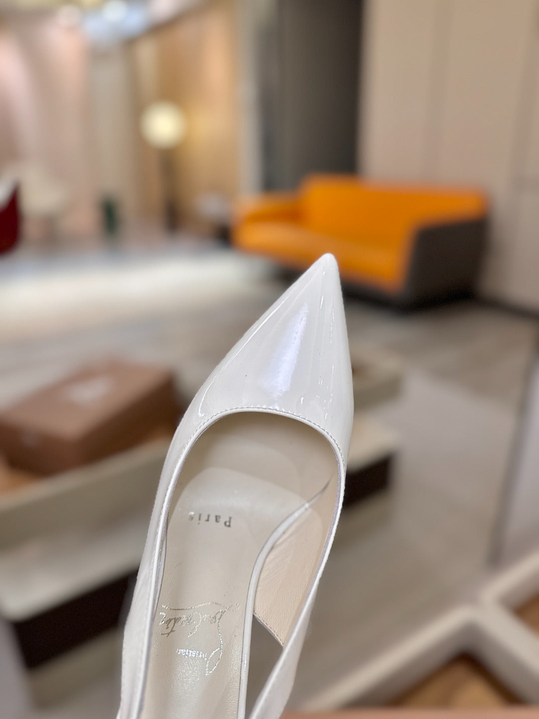 Christian Louboutin 2026 Slingback 100mm White Patent Leather 800268