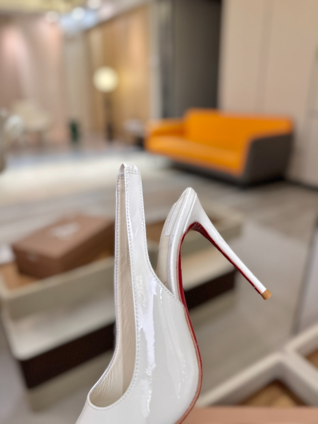 Christian Louboutin 2026 Slingback 100mm White Patent Leather 800268