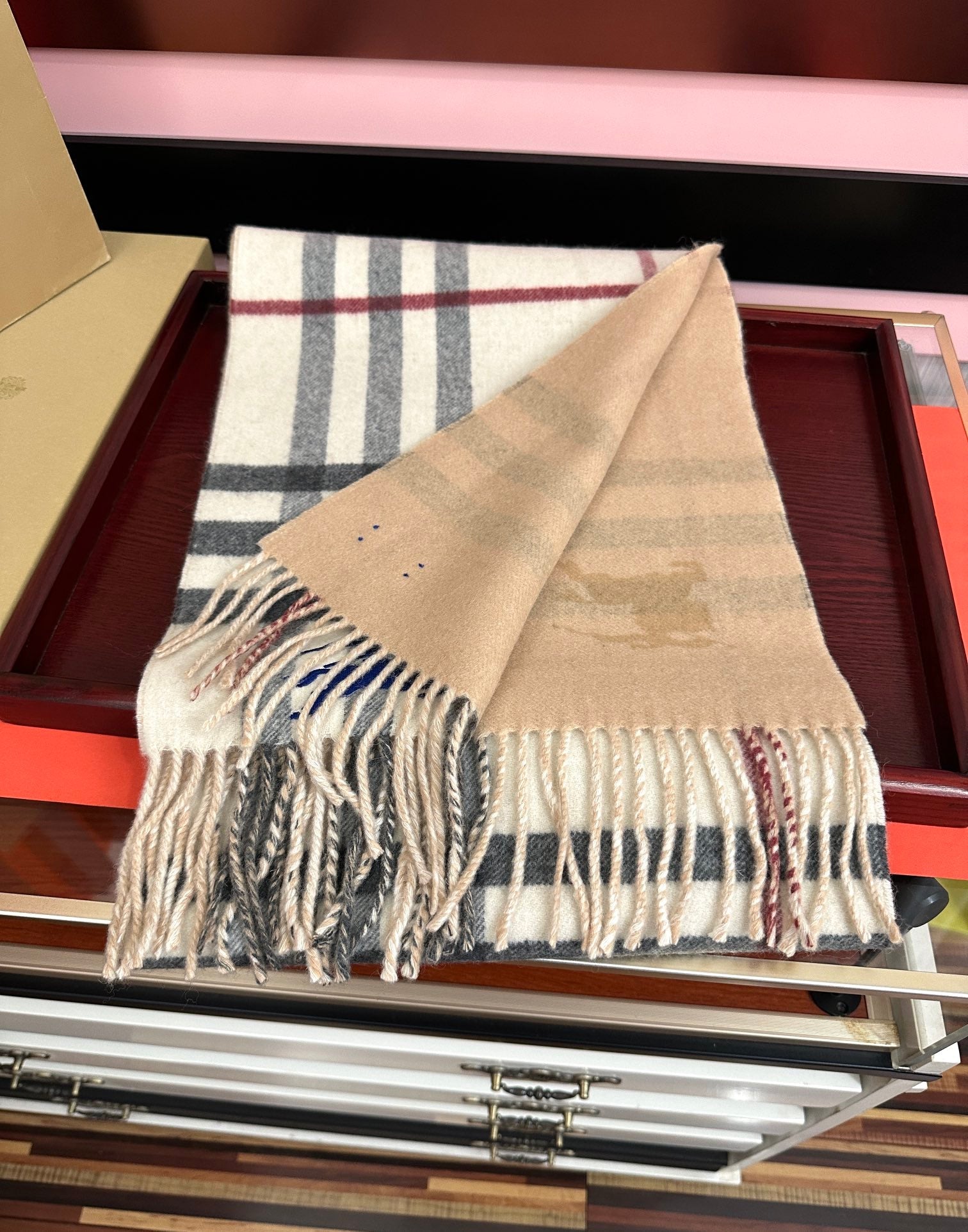 BBR Double-Sided Scarf 160CM Cream Cashmere 292960