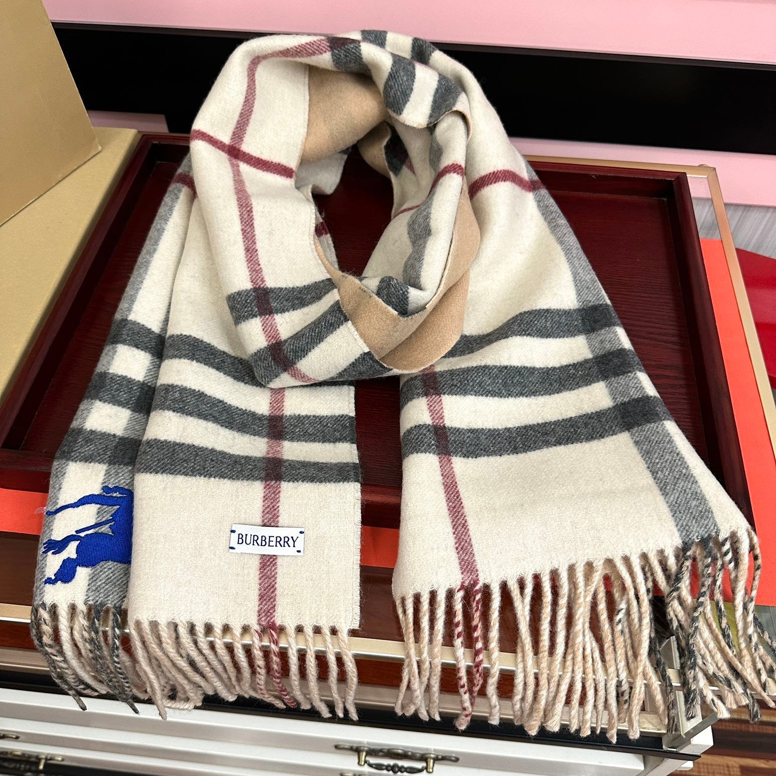 BBR Double-Sided Scarf 160CM Cream Cashmere 292960