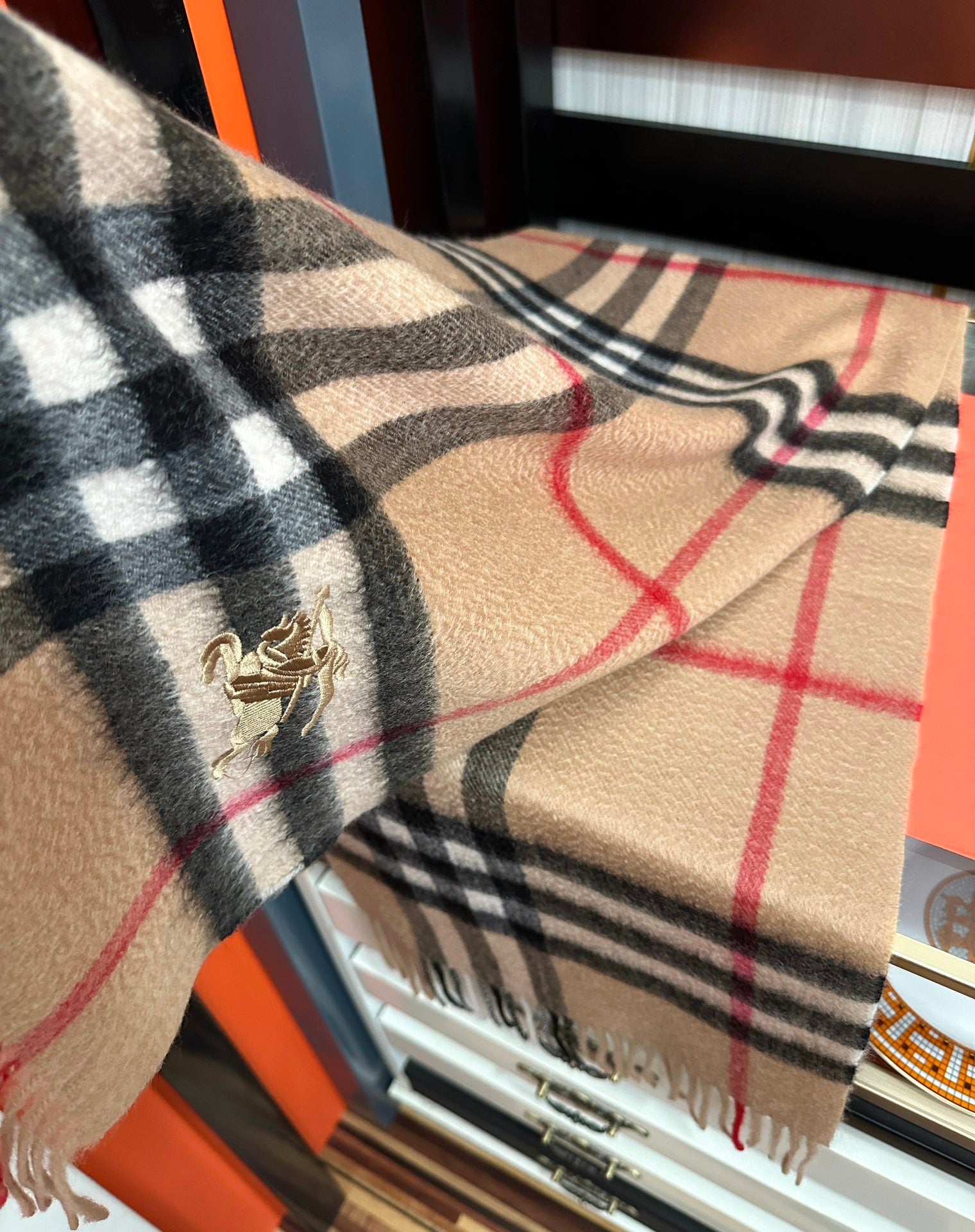 BBR Double-Sided Scarf 180CM Beige Cashmere 293003