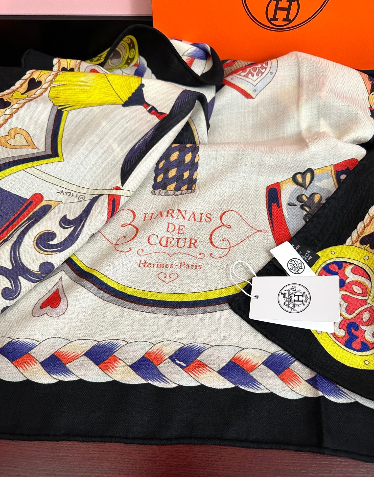 HM 25s Scarf 140cm Purple Beige Cashmere Silk 965622