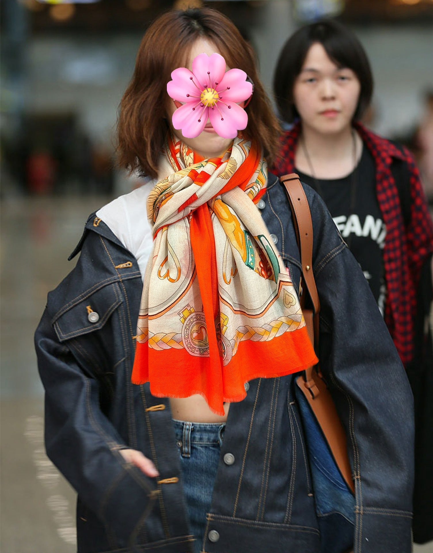 HM 25s Scarf 200cm Orange Beige Cashmere 976424