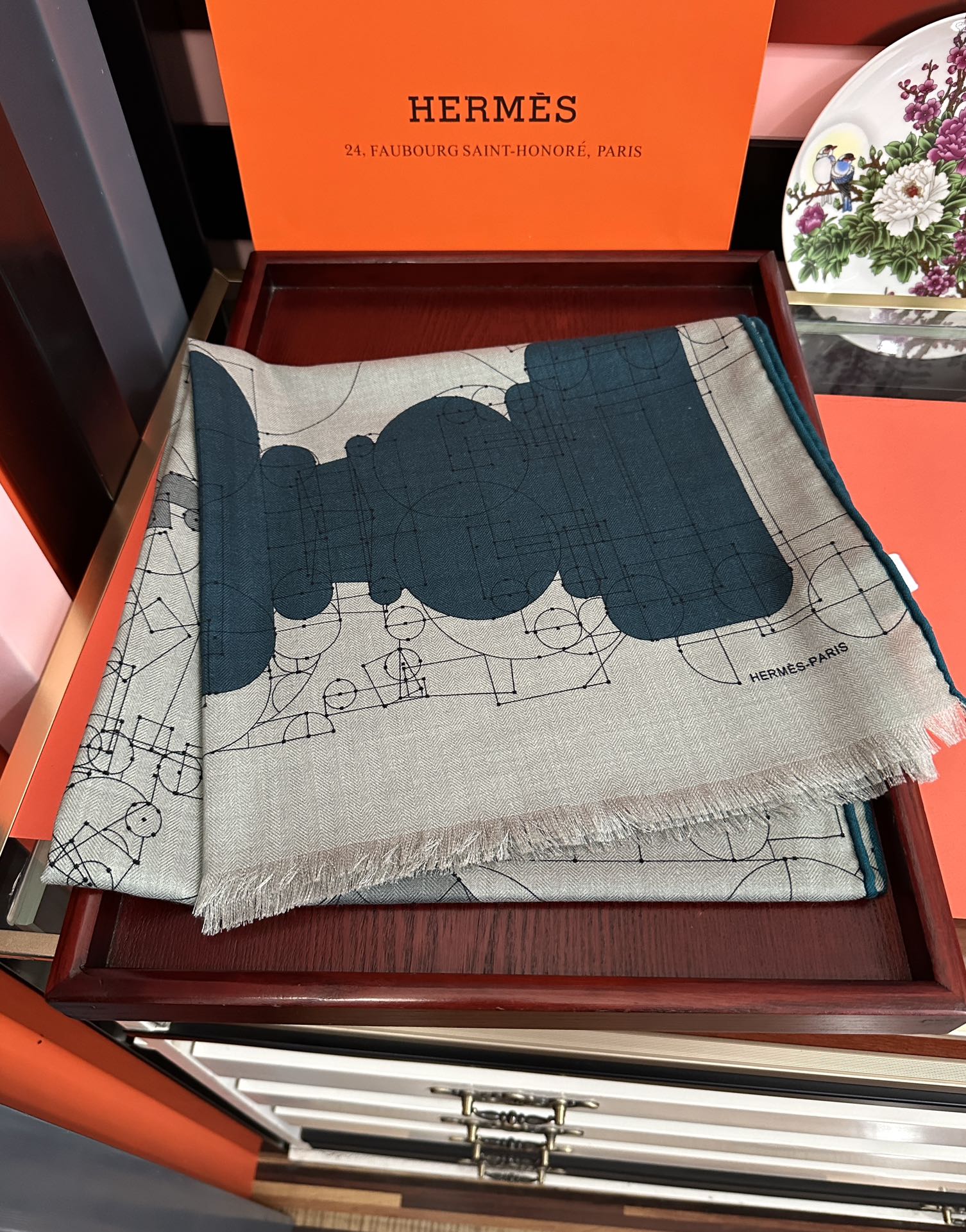 HM 25s Scarf 185 Blue Gray Cashmere 976446