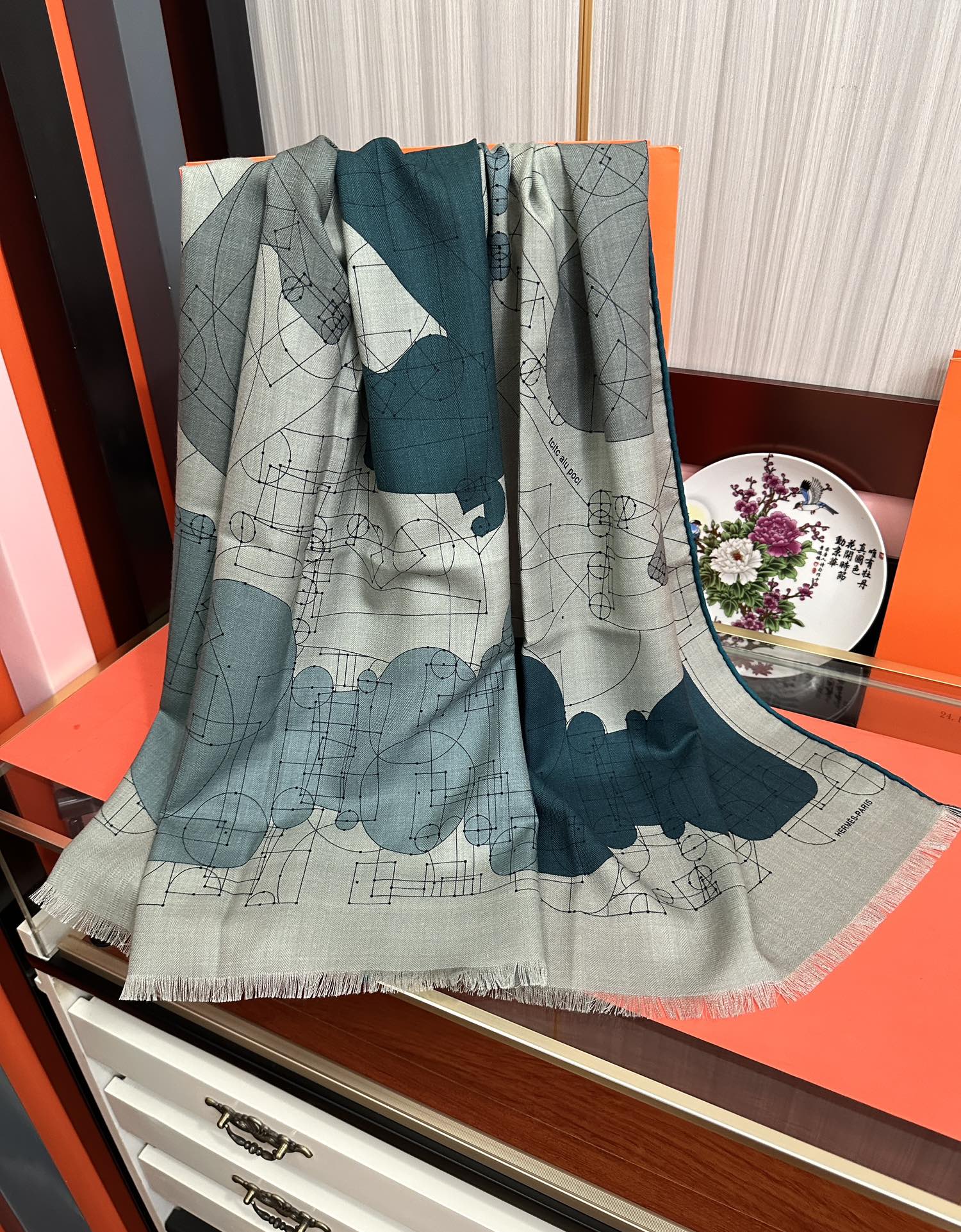 HM 25s Scarf 185 Blue Gray Cashmere 976446