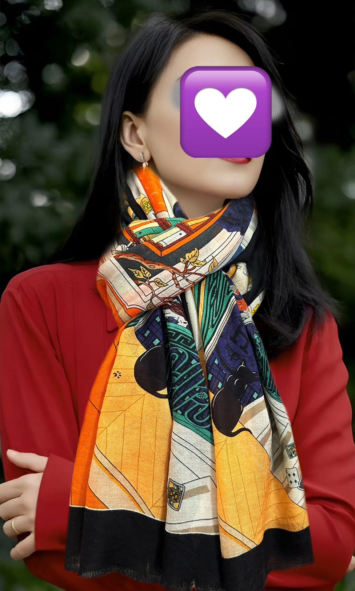 HM Newest Design Scarf 200CM Orange Beige Black Cashmere 976449