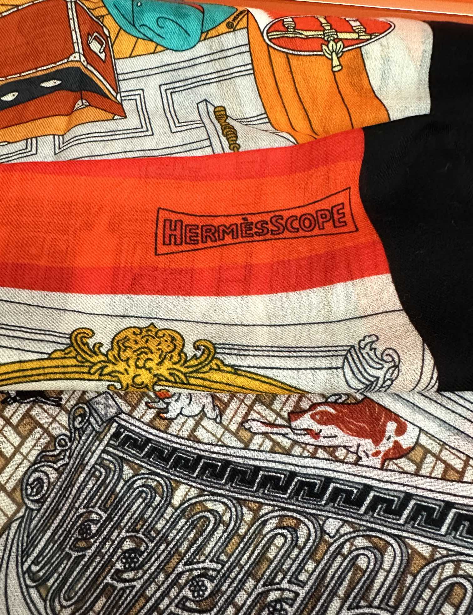 HM Newest Design Scarf 200CM Orange Black Cashmere 976450