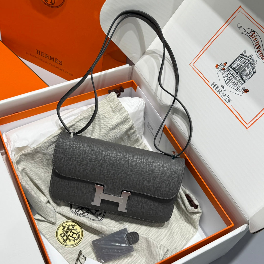 HM Constance Elan 24 Grey Epsom Silver Hardware 237334
