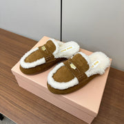 Miu Mule Half Fur Vintage Brown Suede