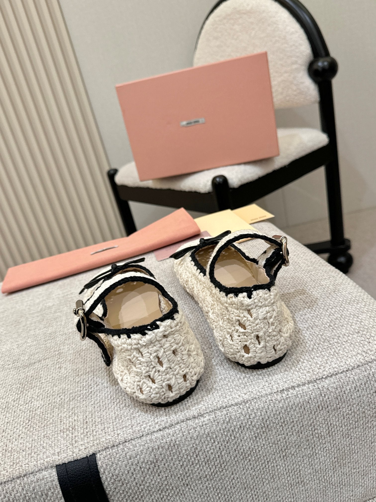 Miumiu 2026 Ballet Flat Cream Mix Colors Crochet 957368