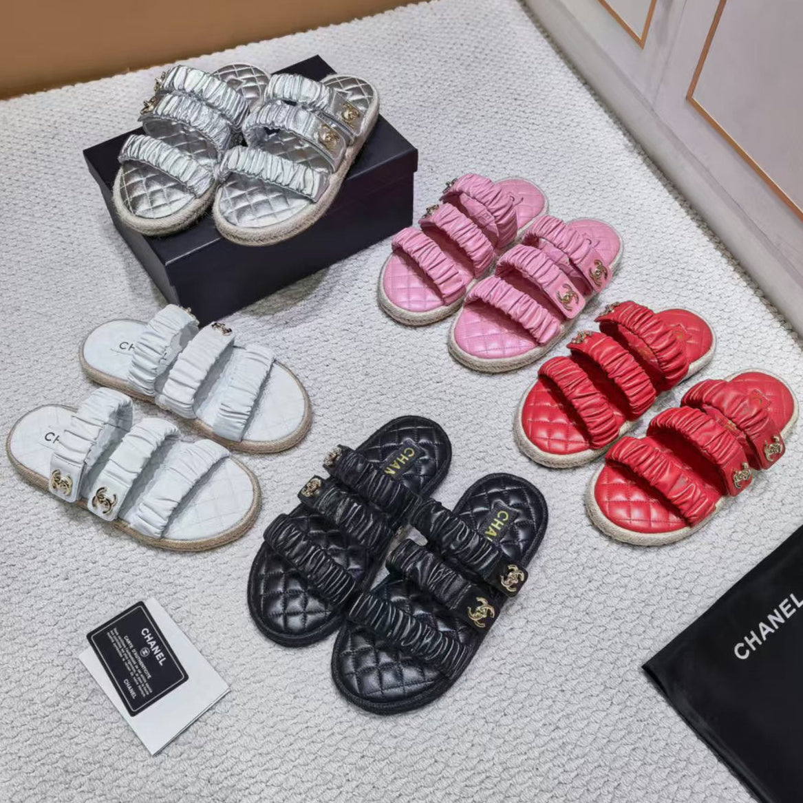 Chanel 2026 Puffy Straps Sandals Leather 122401
