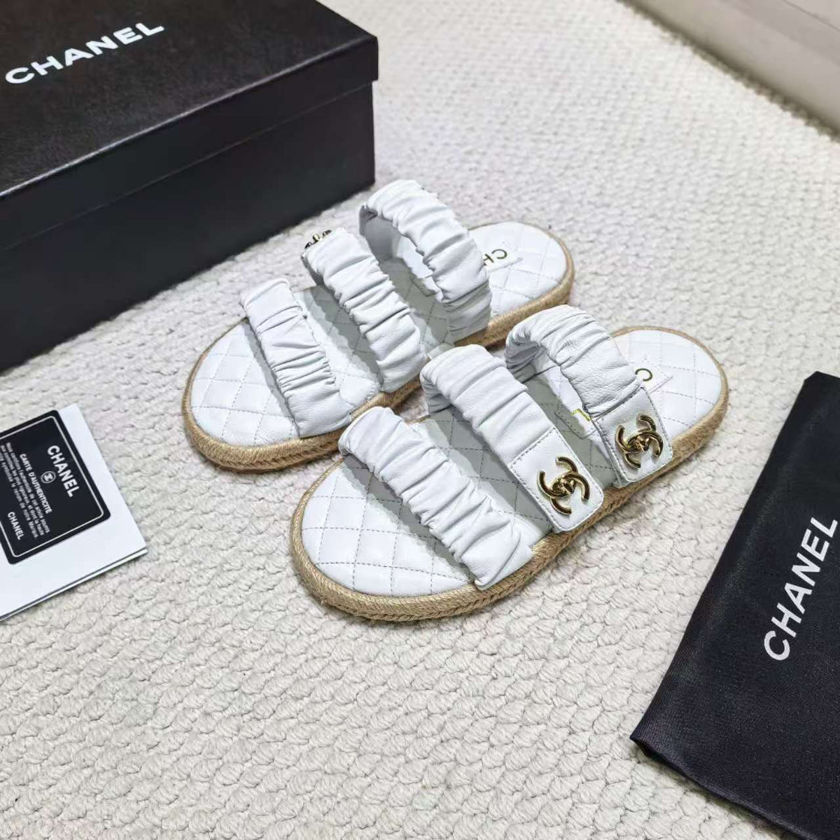 Chanel 2026 Puffy Straps Sandals Leather 122401