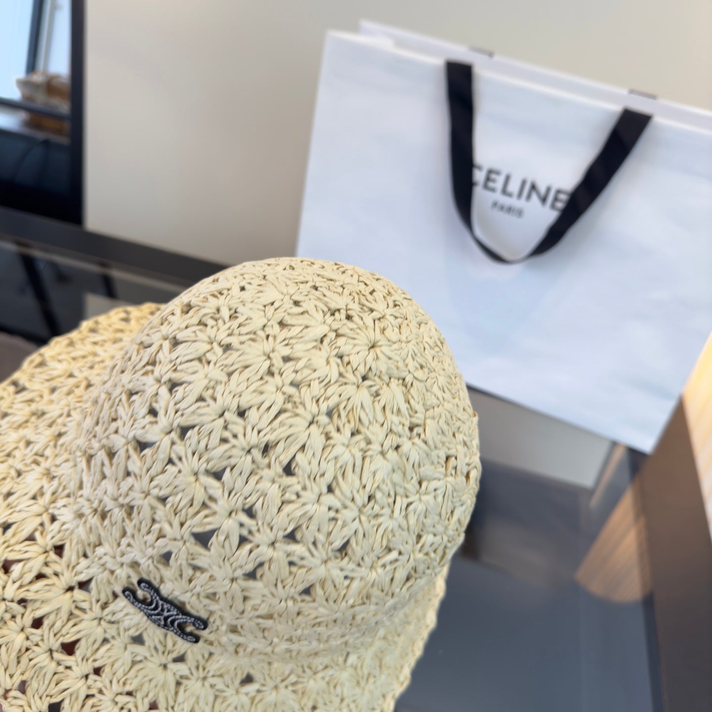 Celine Openwork Straw Hat 360697