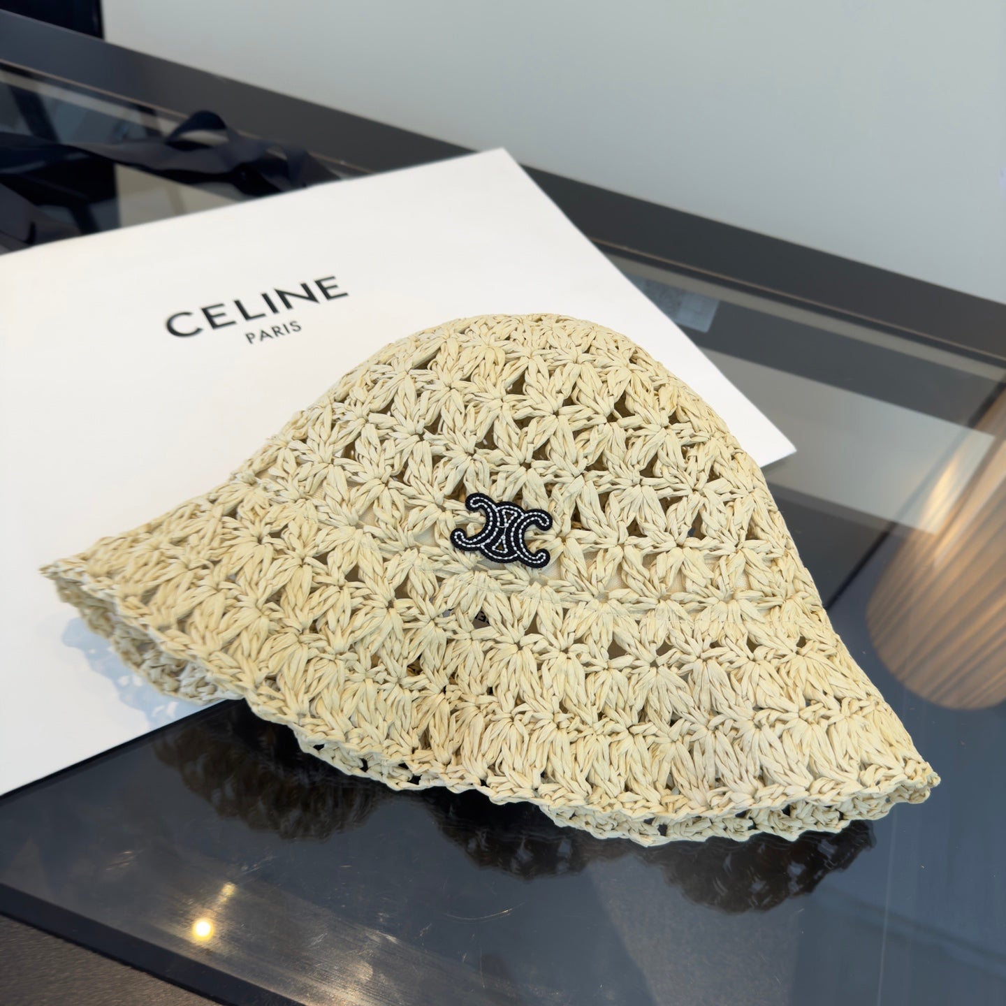 Celine Openwork Straw Hat 360697
