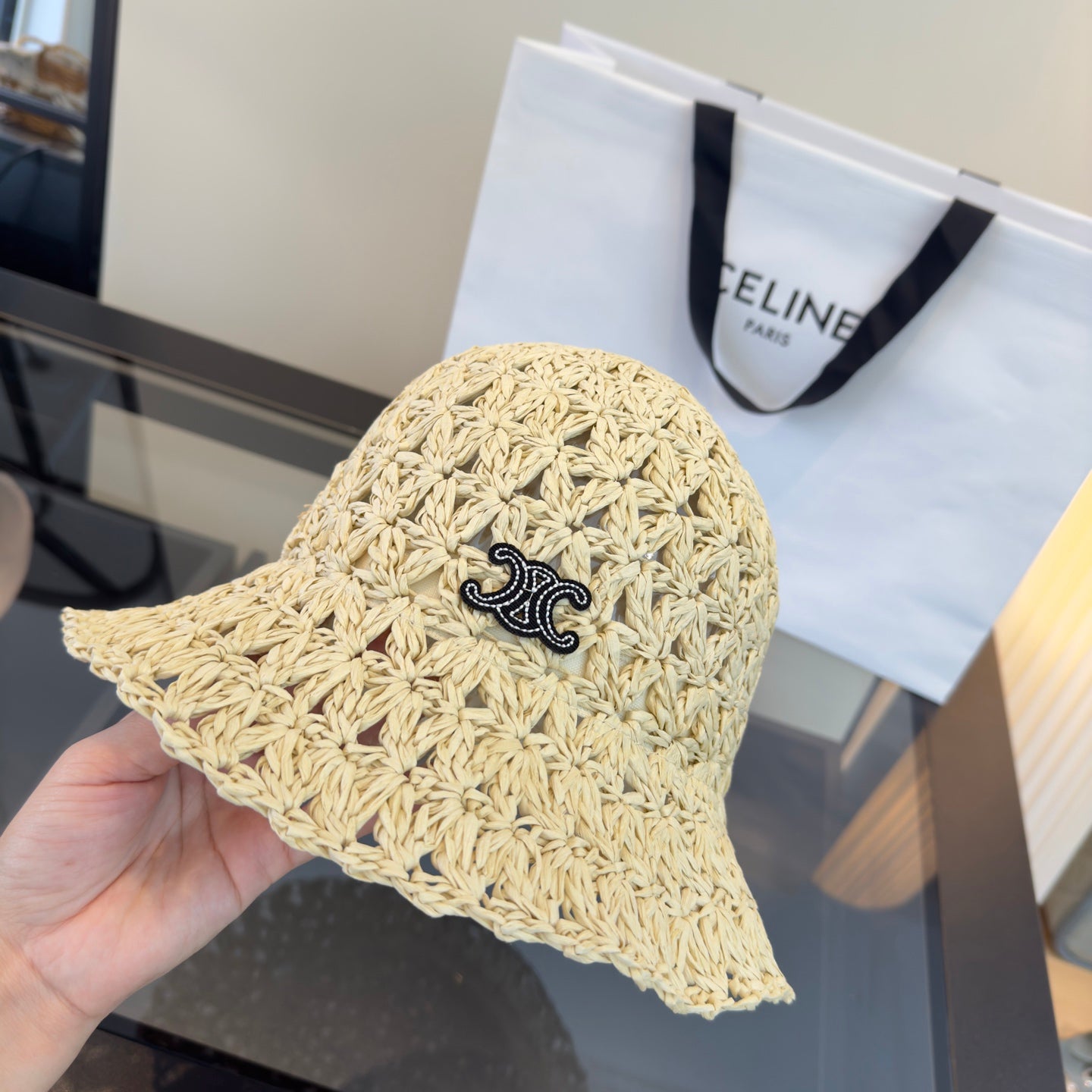 Celine Openwork Straw Hat 360697