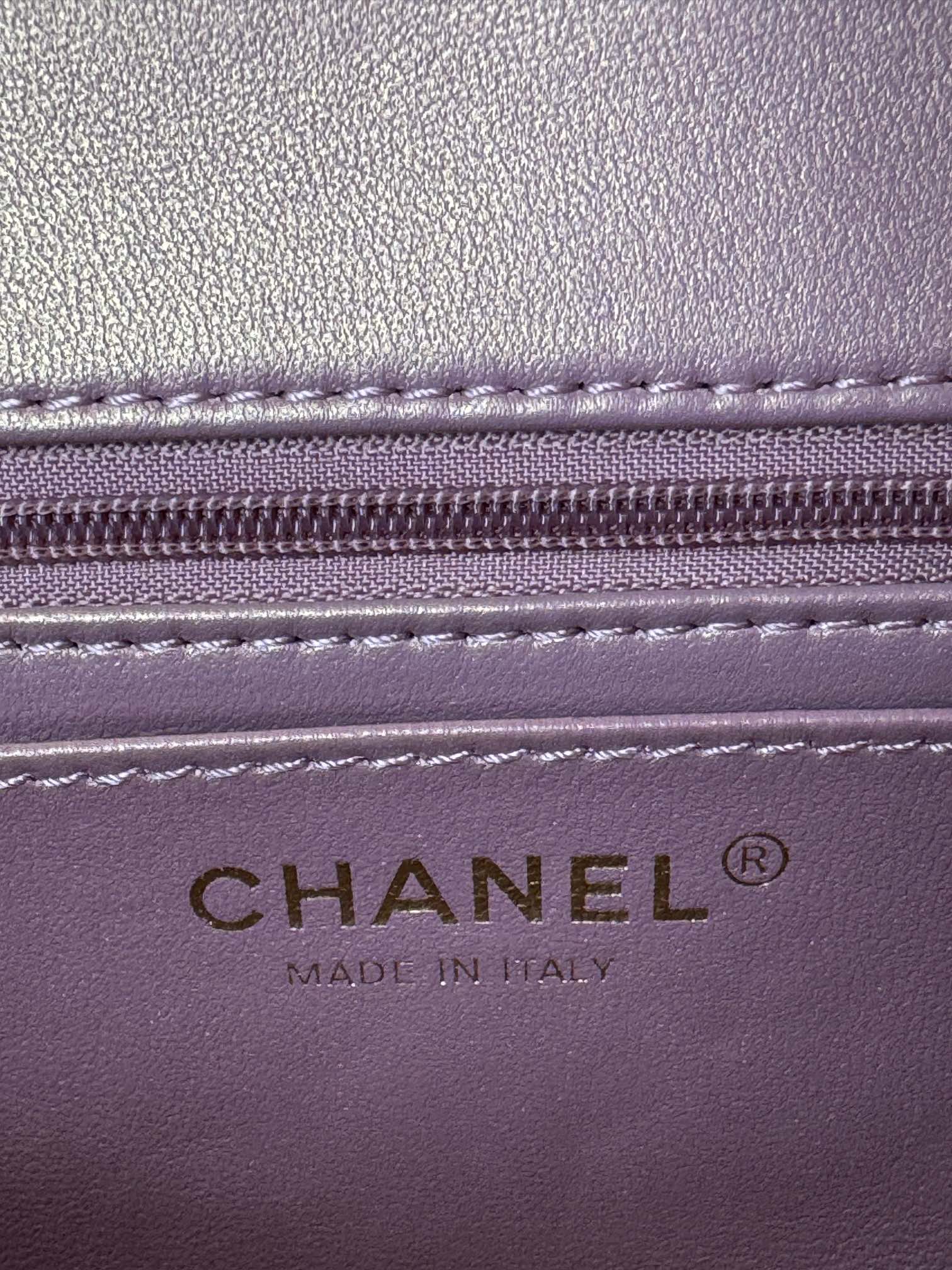 24c mini flap bag 20cm with top handle pink violet calfskin