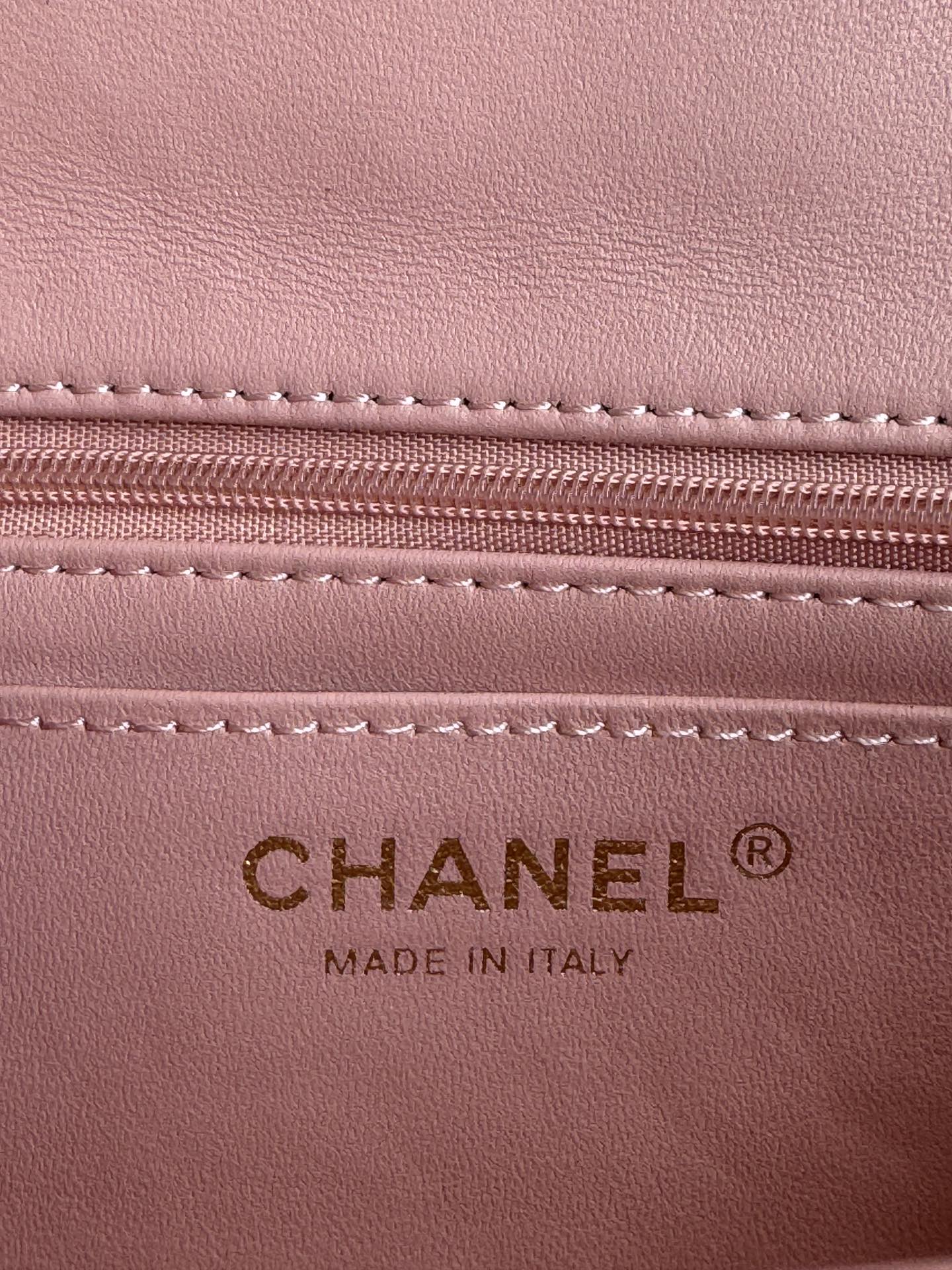 24c mini flap bag 20cm with top handle pink lambskin