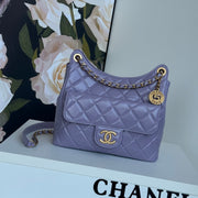 CC 23C Small Hobo Bag 21.5 Violet Lambskin Gold Hardware