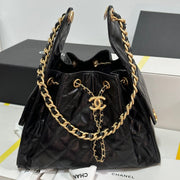 CC 25C Hobo Bag 30cm Black Lambskin