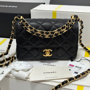 CC 25P Flap 18 Bag Black Cowhide Gold Hardware 243560