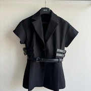 CD 25 Vest With Belt Black Wool Viscose