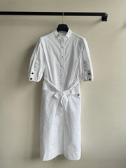 LV Modern Long Skirt White Light Brown Cotton