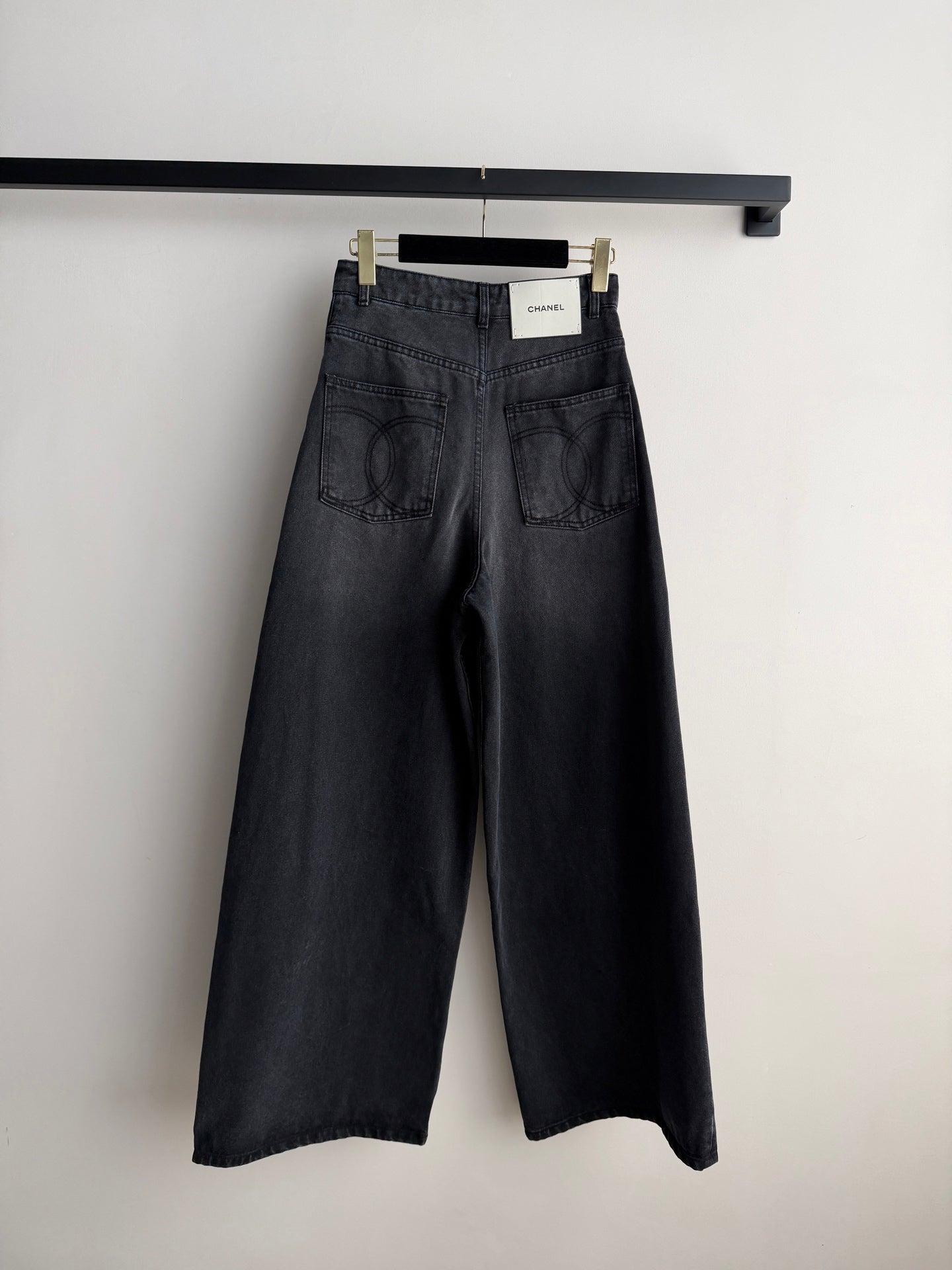Chanel 2026 Wide-Leg Jeans Black Cotton 635824