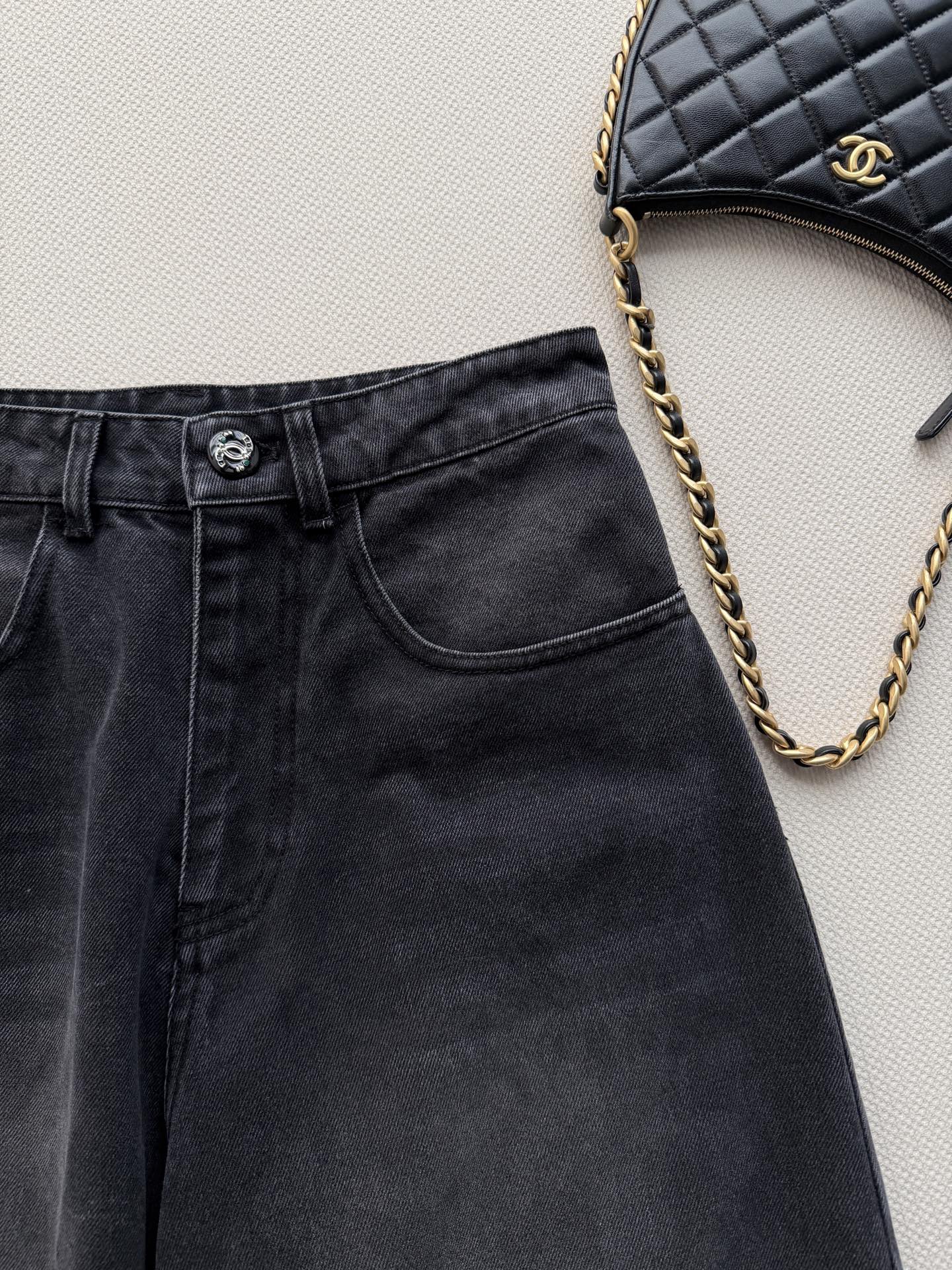 Chanel 2026 Wide-Leg Jeans Black Cotton 635824