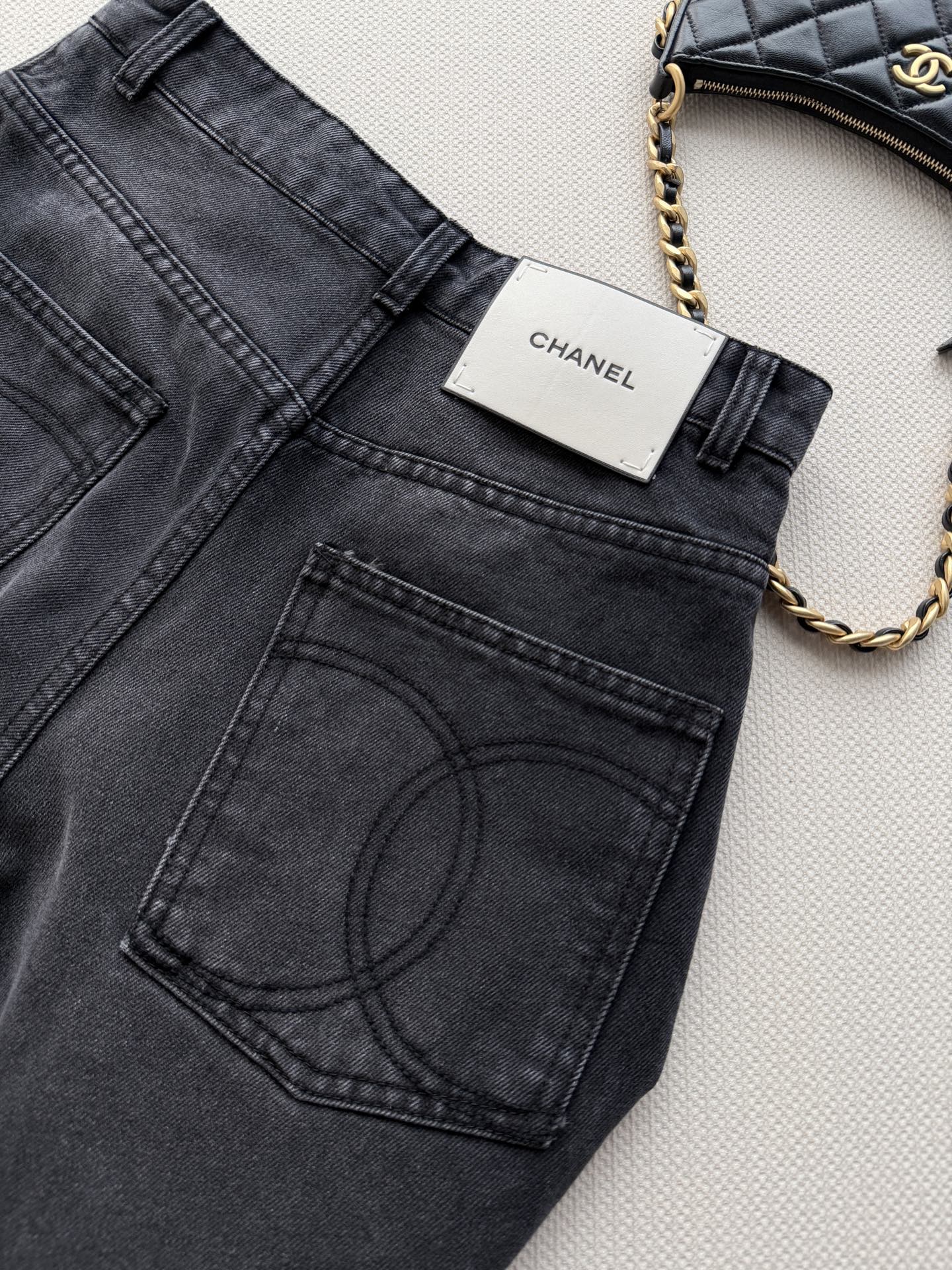 Chanel 2026 Wide-Leg Jeans Black Cotton 635824
