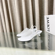Loewe 25 Petal Slingback White Mesh Sheepskin